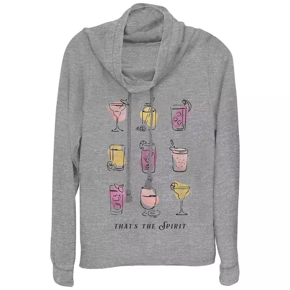 Women's Cocktails That's The Spirit Cowlneck Graphic Lightweight Long Sleeve, Girl's, Size: XS, Gray Grey Product Image