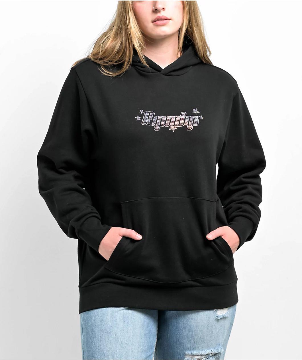 RIPNDIP Kawaii Nerm Rhinestone Black Hoodie Product Image