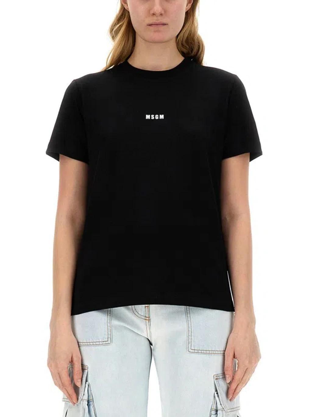 MSGM T-shirt Con Micro Logo In Black Product Image