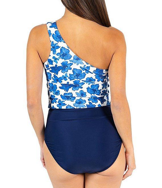 Janela Bay Solid Navy Shirring High Cut Seamless High Waist Swim Bottom Product Image