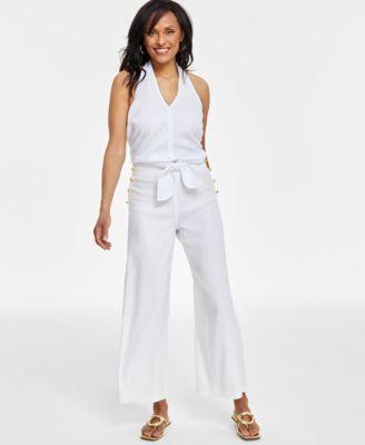 I.n.c. International Concepts Womens Button-Trim Wide-Leg Pants, Created for Macys Product Image