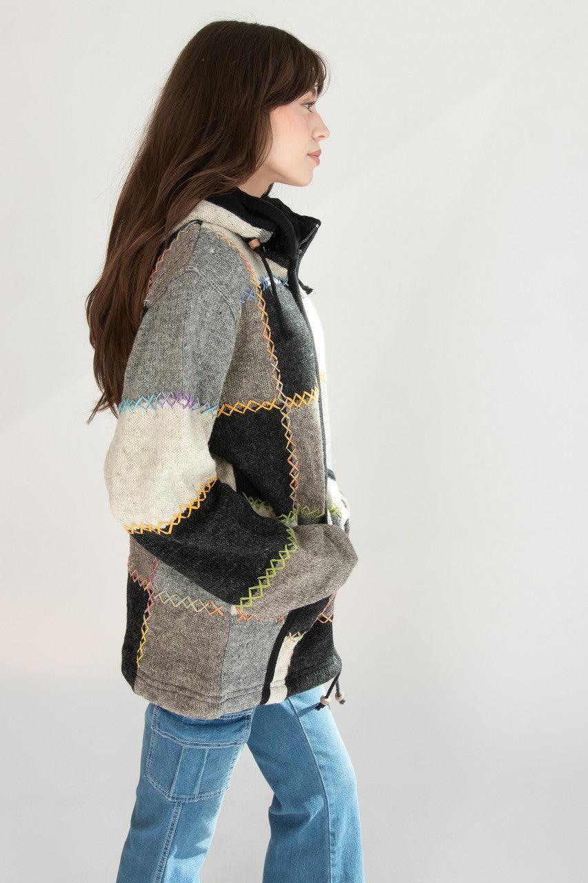 Heavy Wool Patchwork Jacket Product Image