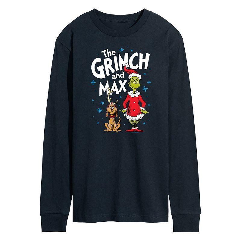 Men's Dr. Seuss The Grinch and Max Long Sleeve Tee, Size: Medium, Black Product Image