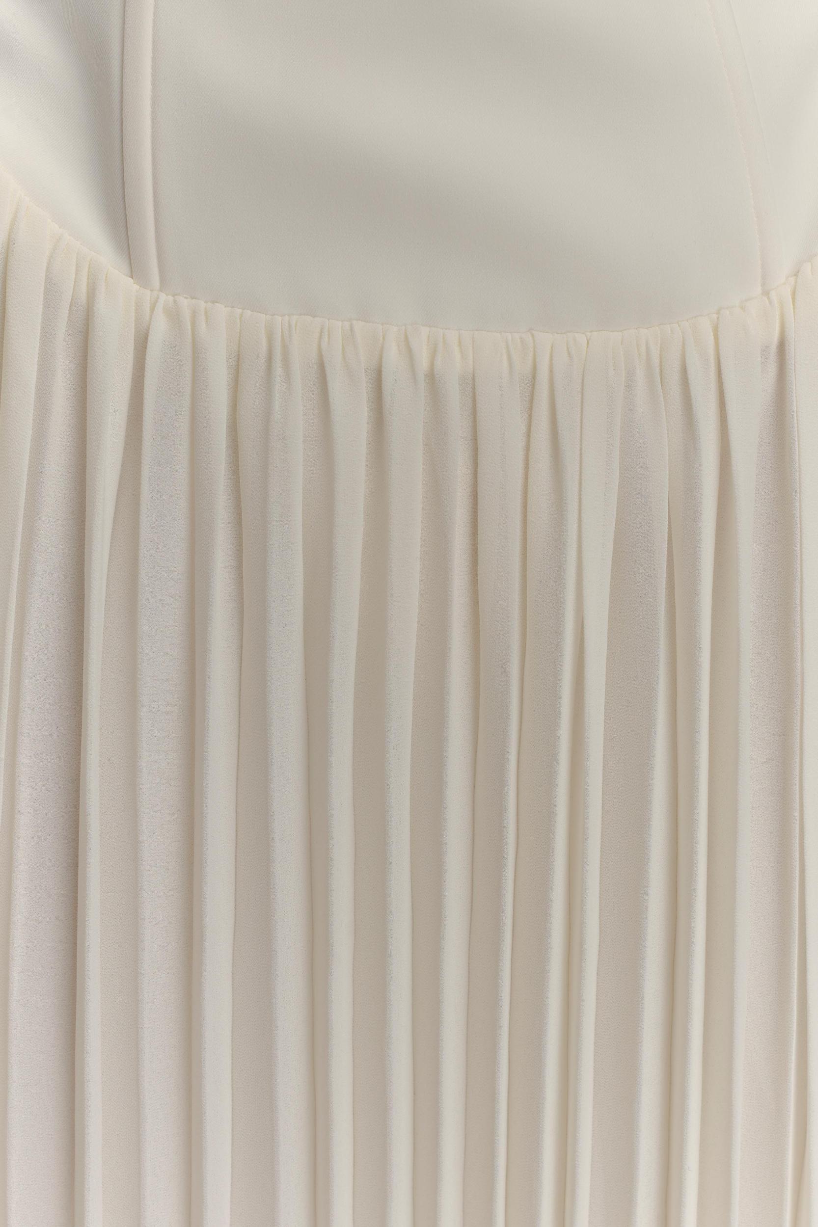 Stacie Pleated Halter Maxi Dress - Ivory Product Image