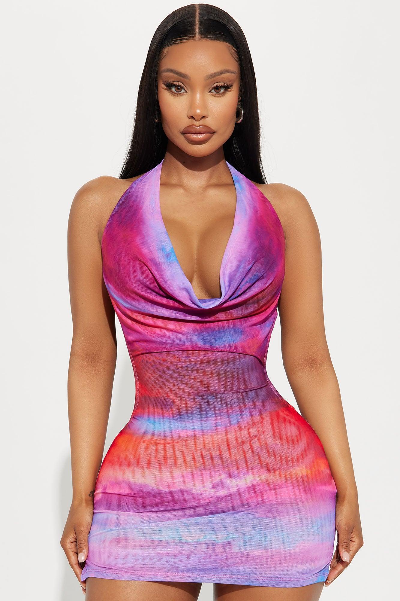 Danielle Ombre Micro Mini Dress - Purple/combo Product Image