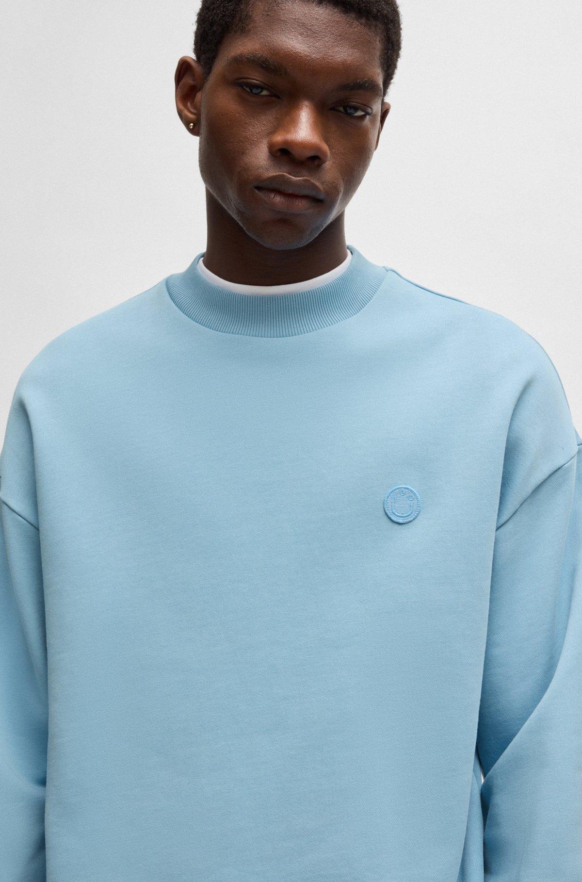 Cotton-terry sweatshirt with Happy HUGO Product Image