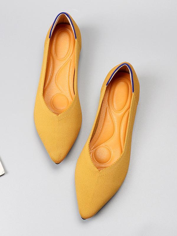 Pointed-Toe Shallow Cut Split-Joint Flat Shoes Product Image