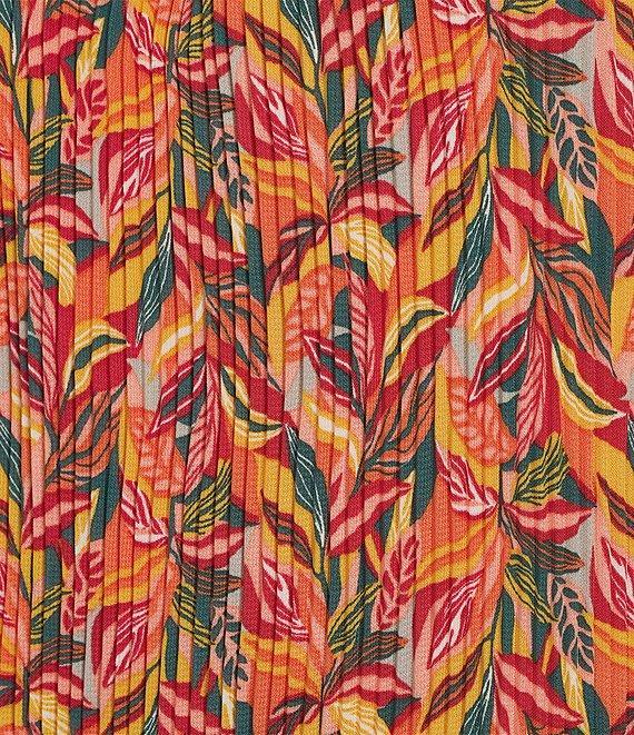 Multiples Georgette Allover Pleated Printed Elastic Neck Elbow Sleeve Loose Top Product Image