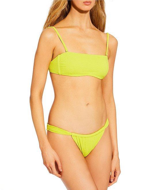 GB Solid Scrunchie Textured Tanga High Leg Hipster Swim Bottom Product Image