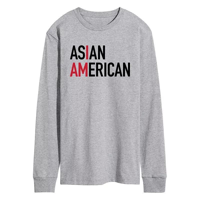 Men's I am Asian American Long Sleeve Graphic Tee, Size: XXL, Grey Gray Product Image