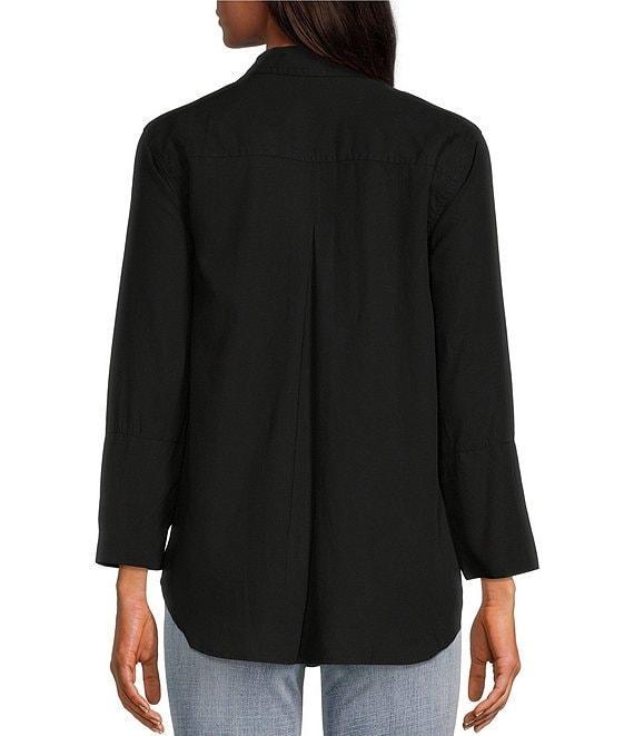 Chelsea & Violet Tencel Point Collar 3/4 Sleeve Shirttail Hem Button Front Patch Pocket Shirt Product Image