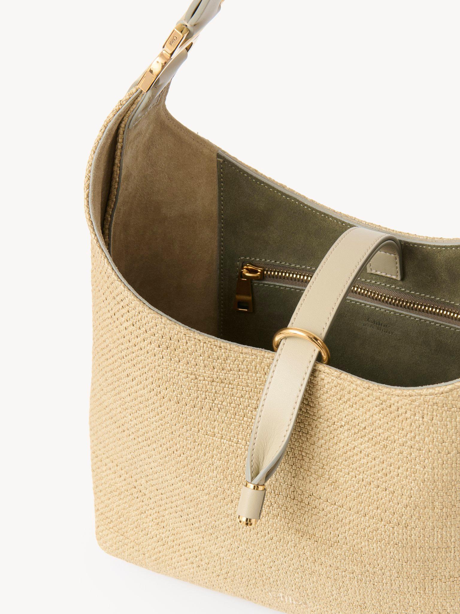 Small Marcie hobo bag in raffia-effect fibers Product Image