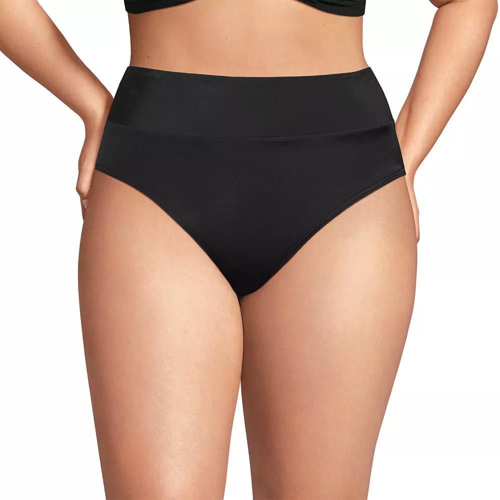 Plus Size Lands' End Size Tugless High Waisted Bikini Bottoms, Women's, Size: 24 W, Black Product Image