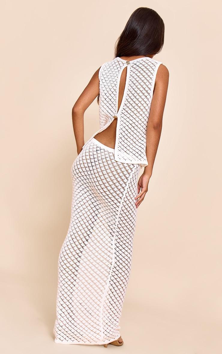 Petite White Knitted Low Rise Maxi Skirt Product Image