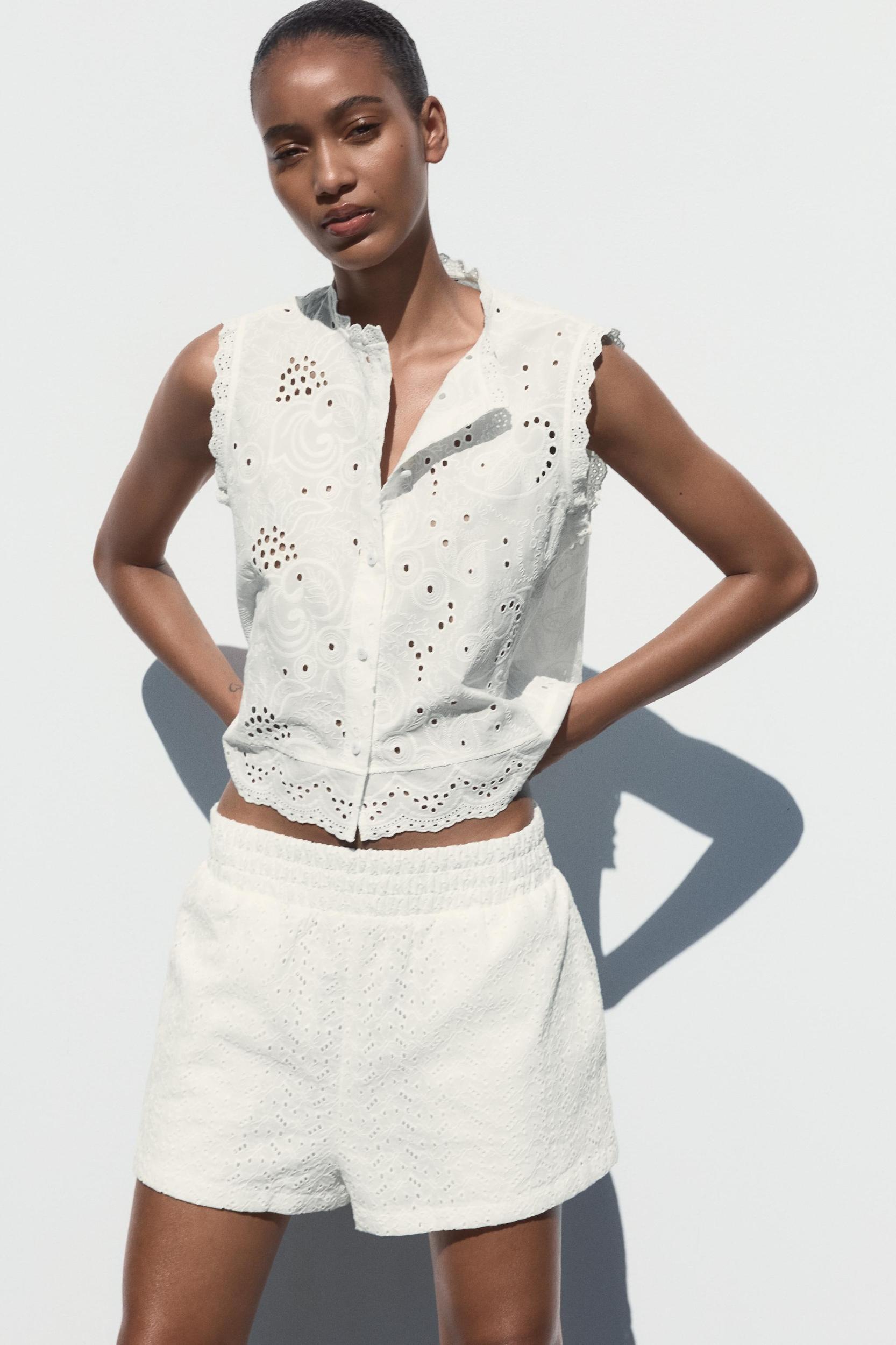 EMBROIDERED EYELET TOP Product Image