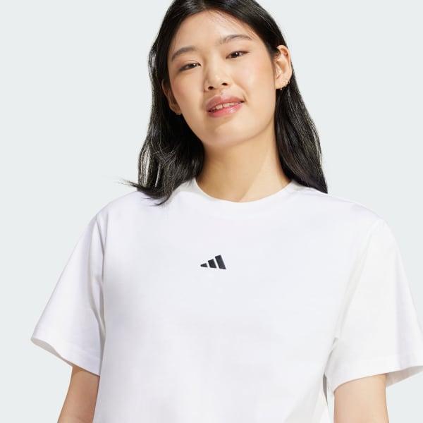 adidas Essentials Small Logo Cotton Tee Pure Ruby XS Womens Product Image