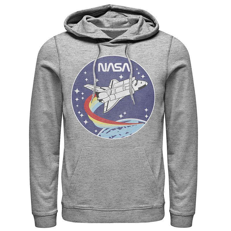 Mens NASA Shuttle Launch Orbit Circle Patch Hoodie Athletic Grey Product Image