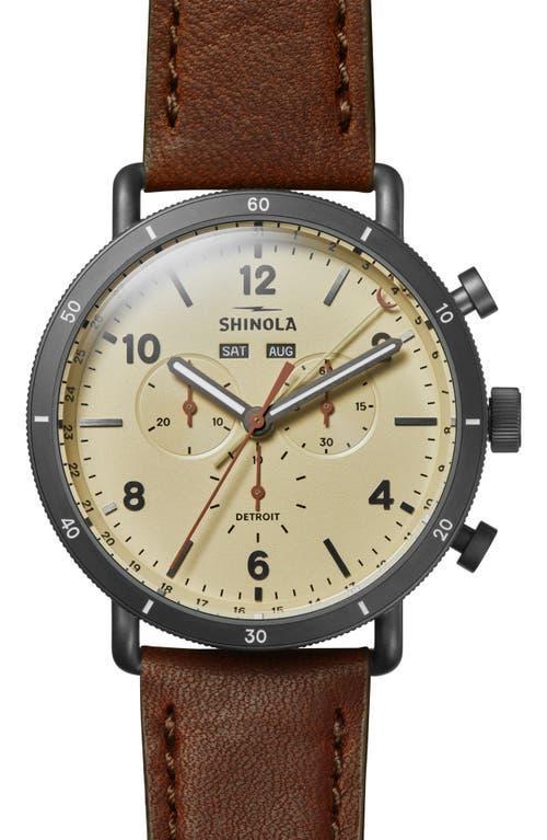 Mens Canfield Sport Leather Strap Watch, 45mm Product Image