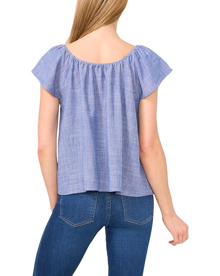 Printed Round Neckline Flutter Slv Top Product Image