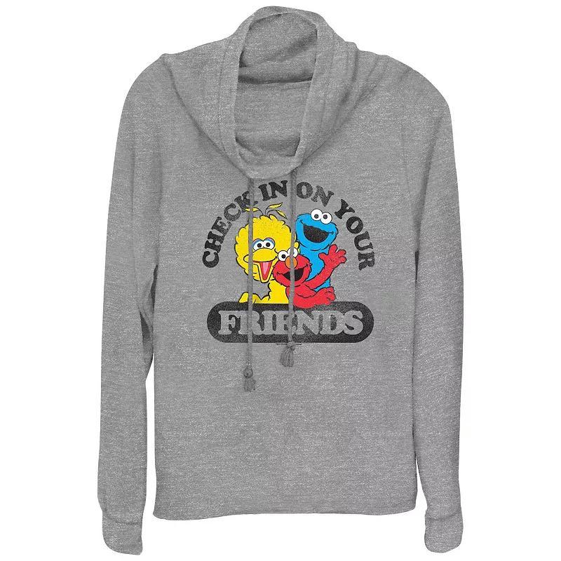 Plus Size PBS Kids Sesame Street Check In On Your Friends Cowlneck Graphic Lightweight Long Sleeve, Women's, Size: 1XL, Gray Grey Product Image