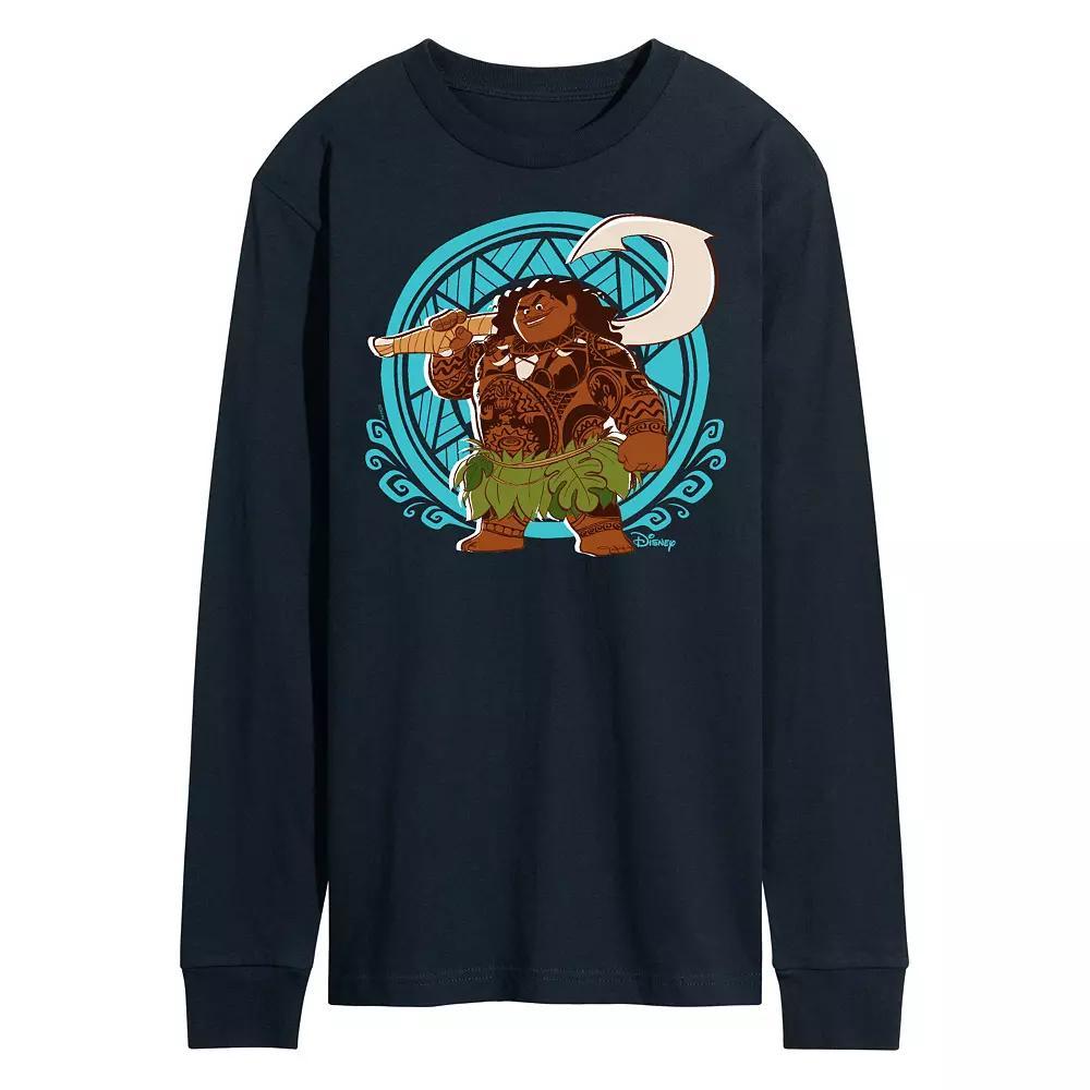 Disney's Moana Men's Maui Pattern Long Sleeve Graphic Tee,  Product Image