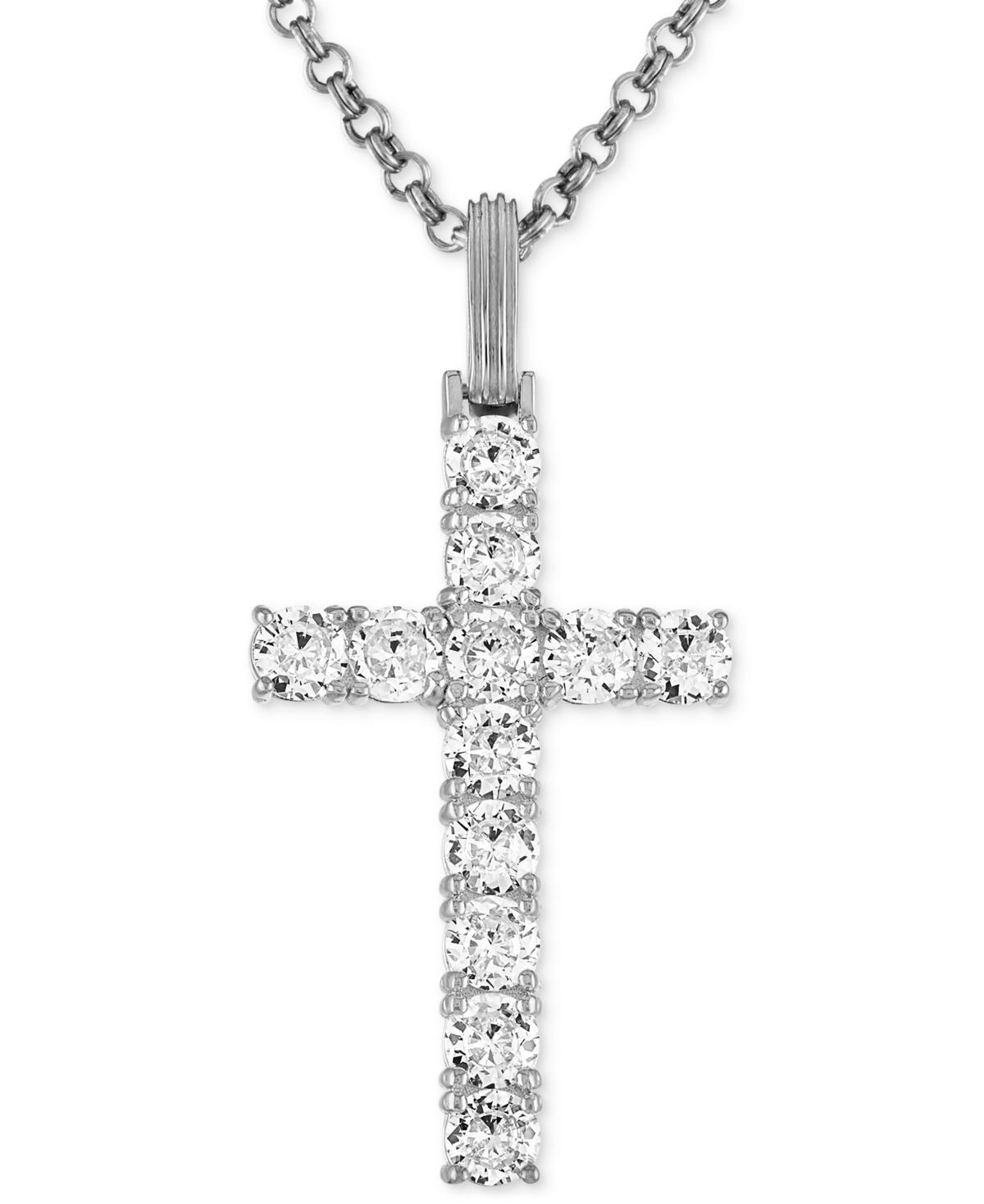 Esquire Mens Jewelry Black Cubic Zirconia Cross Pendant in Black Ruthenium-Plated Sterling (Also in White Cubic Zirconia), Created for Macys Product Image