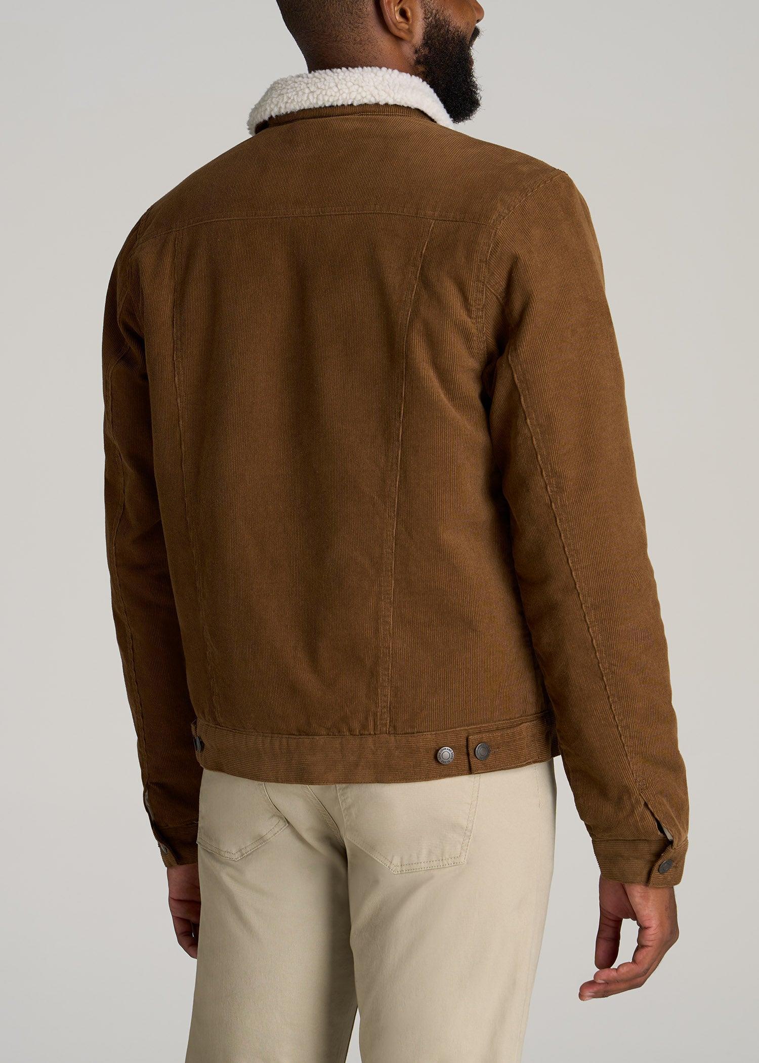 LJ&S Sherpa Corduroy Trucker Jacket for Tall Men in Tan Brown Male Product Image
