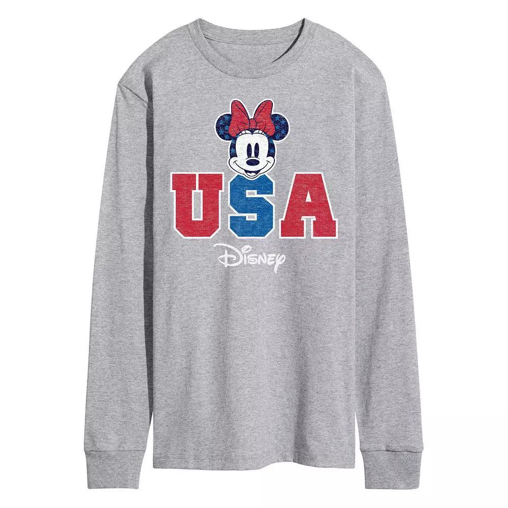 Disney's Minnie Mouse Men's USA Long Sleeve, Size: Small, Gray Product Image