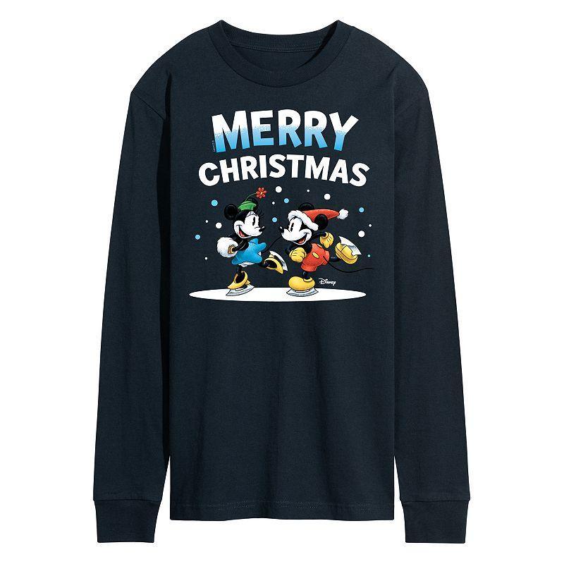 Disney's Mickey & Minnie Mouse Men's Merry Christmas Long Sleeve Graphic Tee,  Product Image