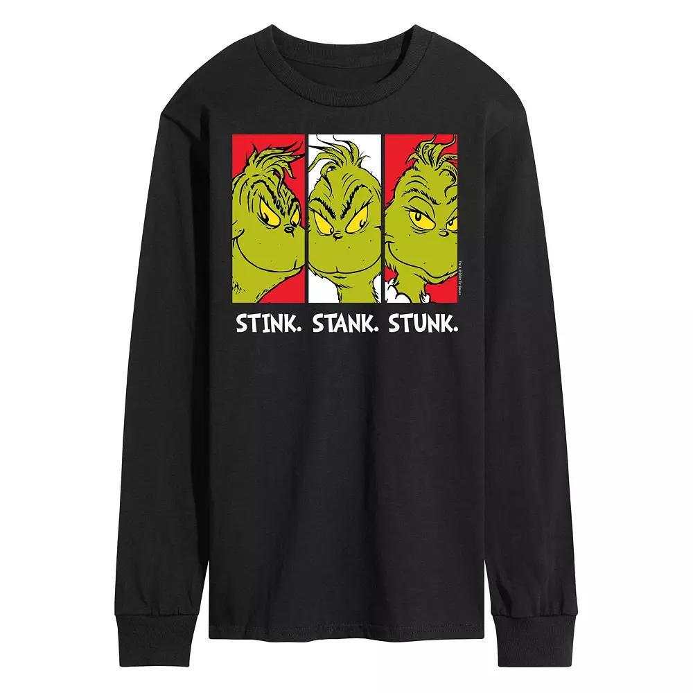 Men's Dr. Seuss Grinch Stink Stank Stunk Long Sleeve Tee, Size: Small, Blue Product Image