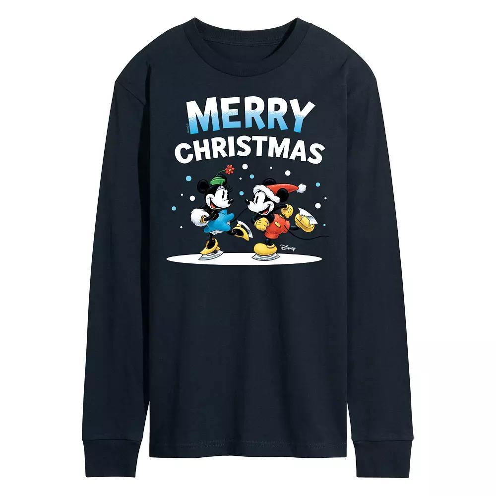 Disney's Mickey & Minnie Mouse Men's Merry Christmas Long Sleeve Graphic Tee,  Product Image
