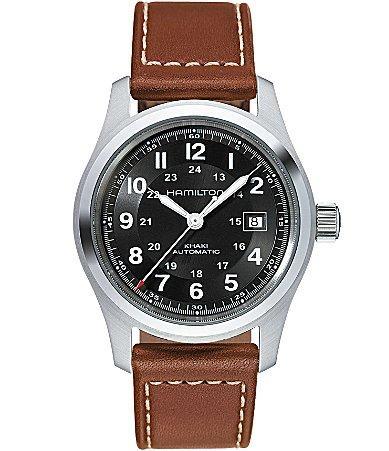 Hamilton Khaki Field Automatic Brown Leather-Strap Watch Product Image