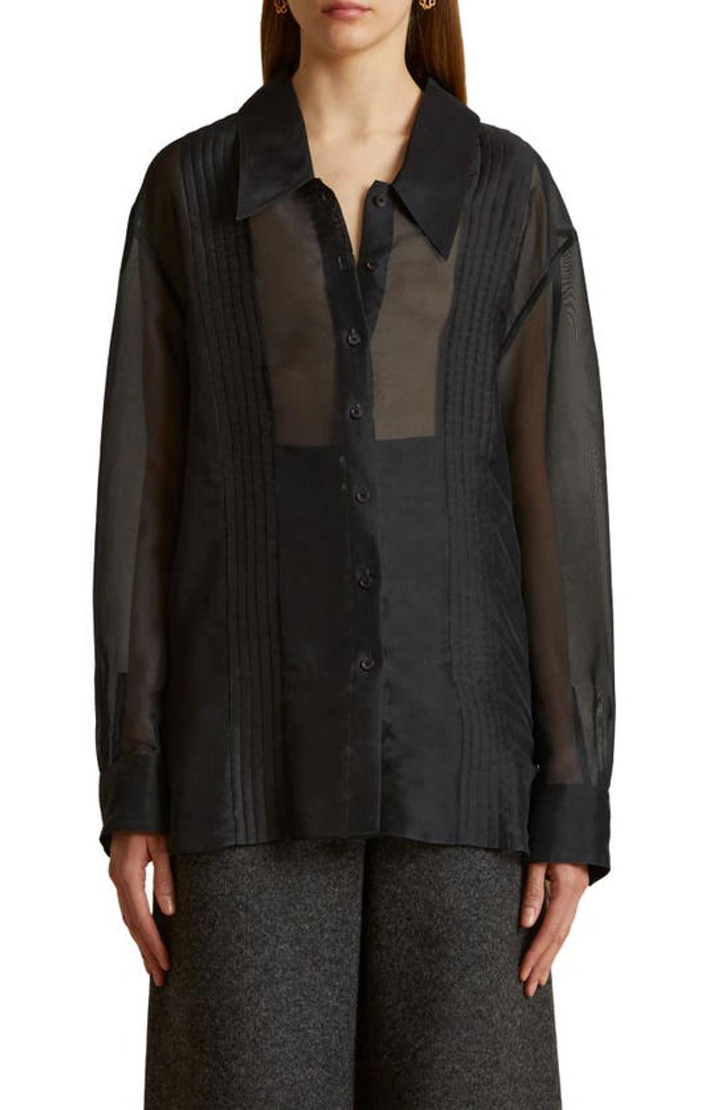 KHAITE Nori Silk Shirt In Black Product Image