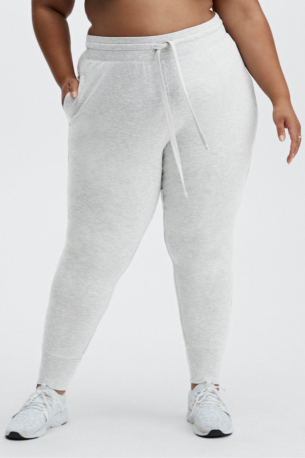 Fabletics Luxe Terry Jogger Womens Snow Grey Heather Size XXL Product Image