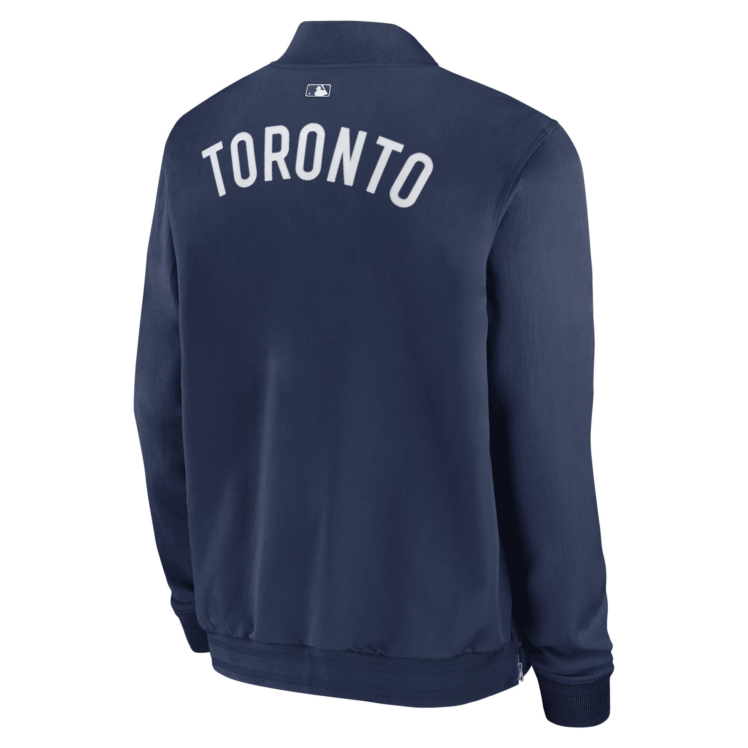 Toronto Blue Jays Authentic Collection Dugout Nike Men's MLB Full-Zip Bomber Jacket Product Image