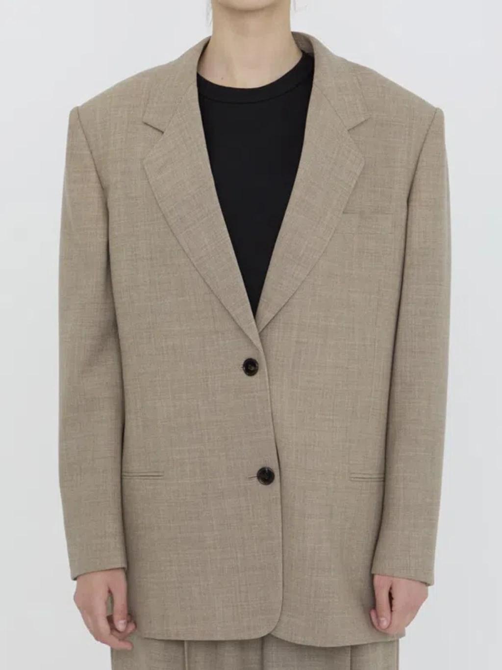 THE ROW Marina Oversized Wool Jacket In Grey Product Image