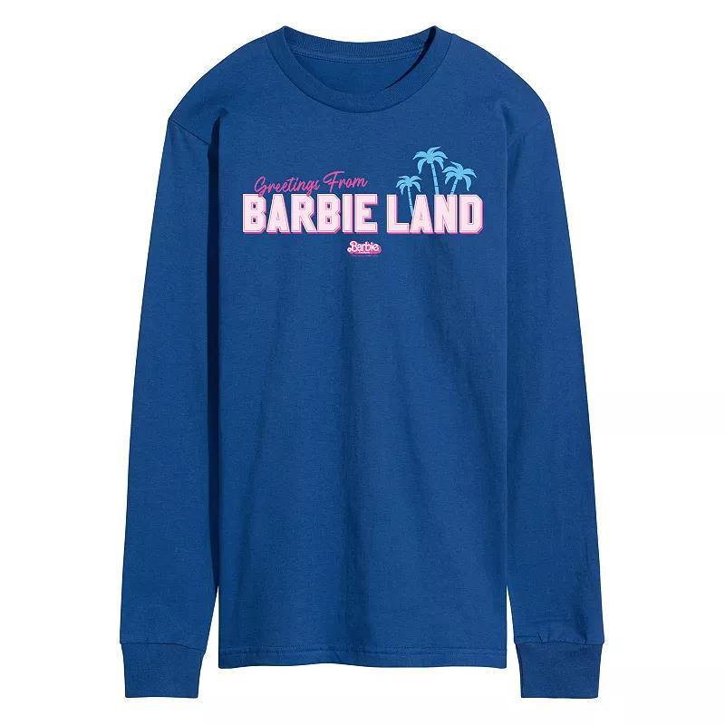 Men's Barbie™ The Movie Greetings From Barbie Land Graphic Tee, Size: Small, Blue Product Image