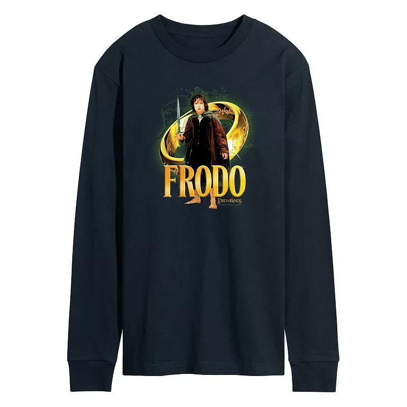 Mens Lord Of The Rings Frodo Baggins Ring Long Sleeve Graphic Tee Grey Gray Product Image