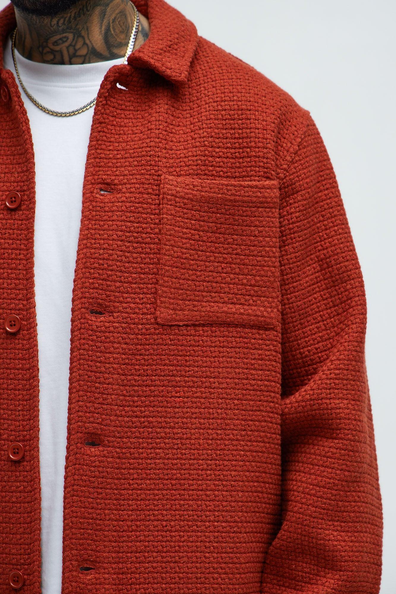 Linden Textured Button Up Shirt - Rust Product Image