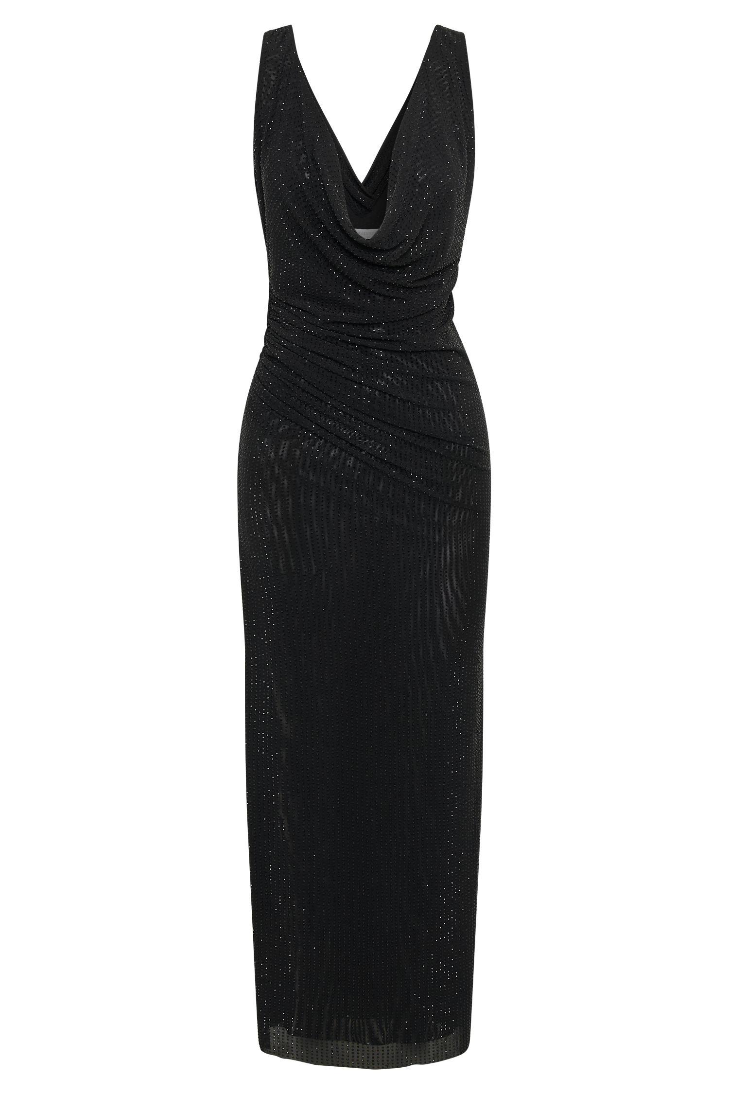 Laney Hot Fix Mesh Cowl Maxi Dress - Black Product Image