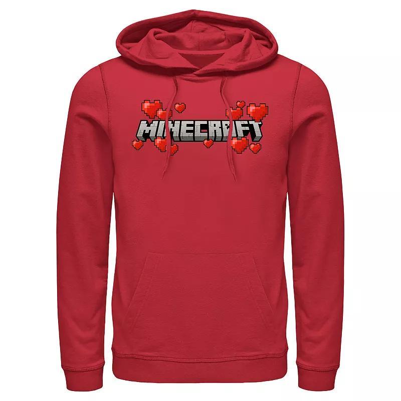 Men's Minecraft Title Hearts Logo Graphic Hoodie, Size: Large, Red Product Image