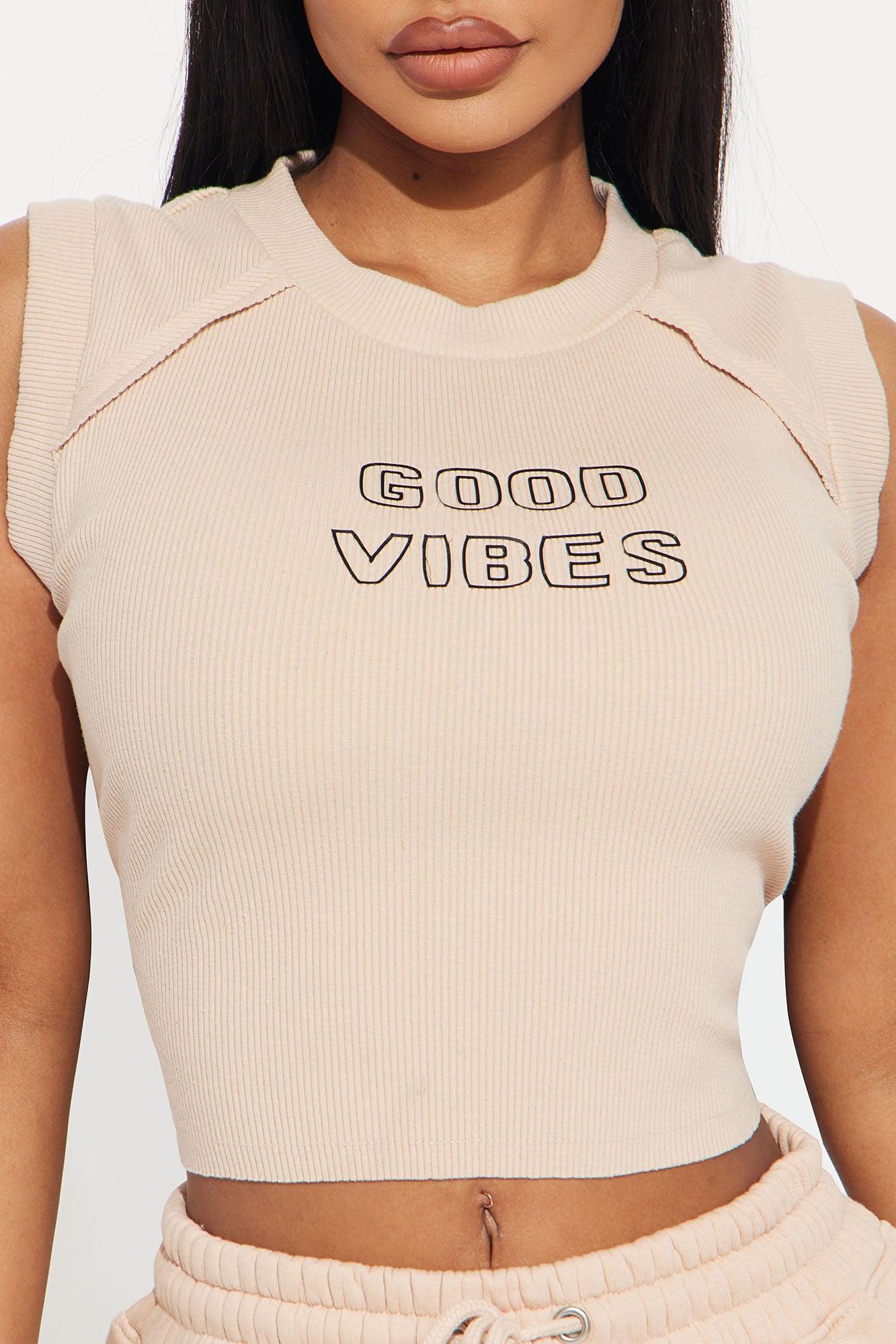 Good Vibes Washed Tee - Taupe/combo Product Image