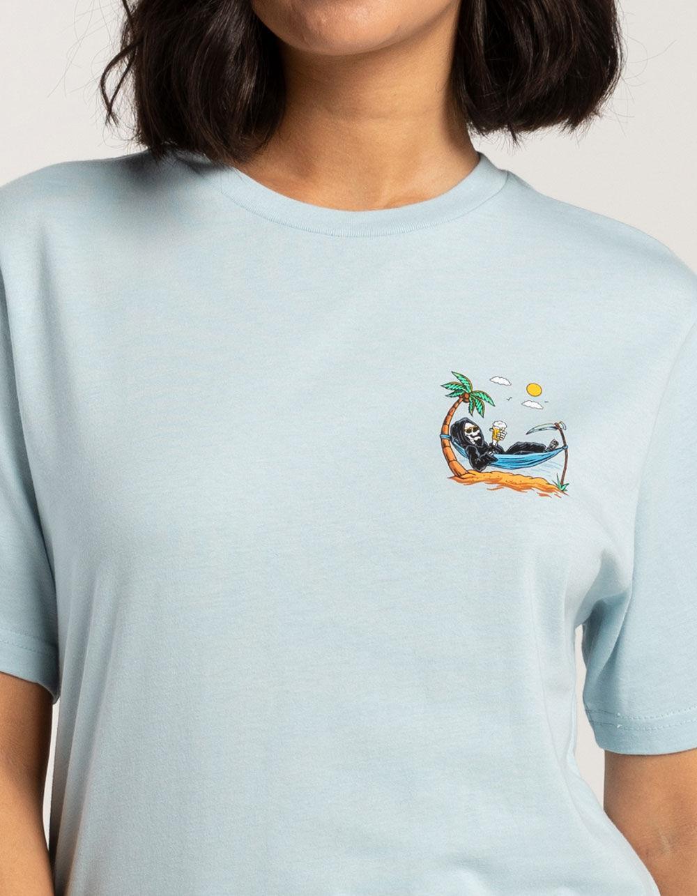 LAST CALL CO. Sunny Place For Shady People Womens Boyfriend Tee - LIGHT BLUE Product Image