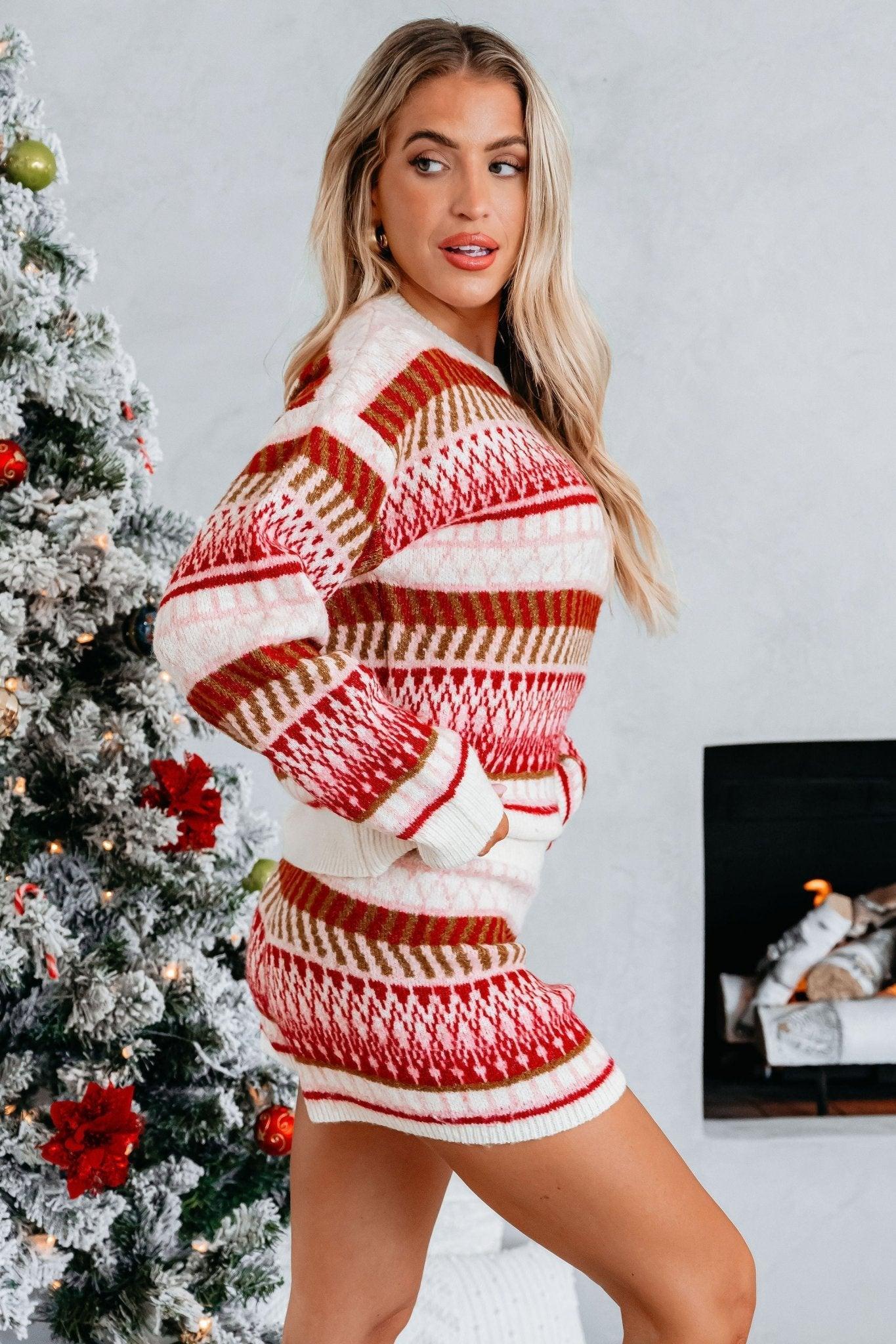 Multi Red Striped Sweater and Shorts Set - FINAL SALE Product Image