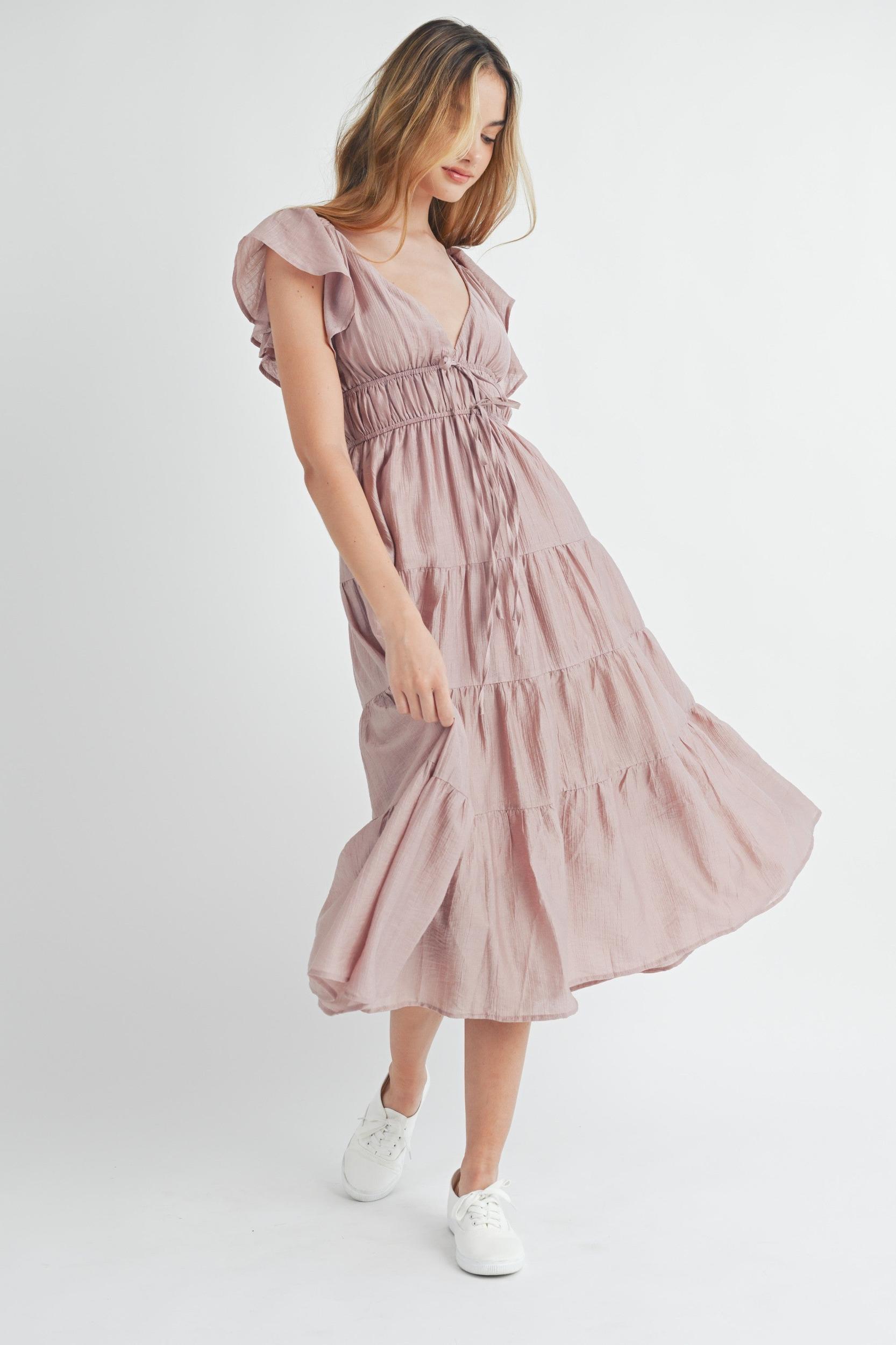Ruffle Sleeve Summer Midi Dress Product Image