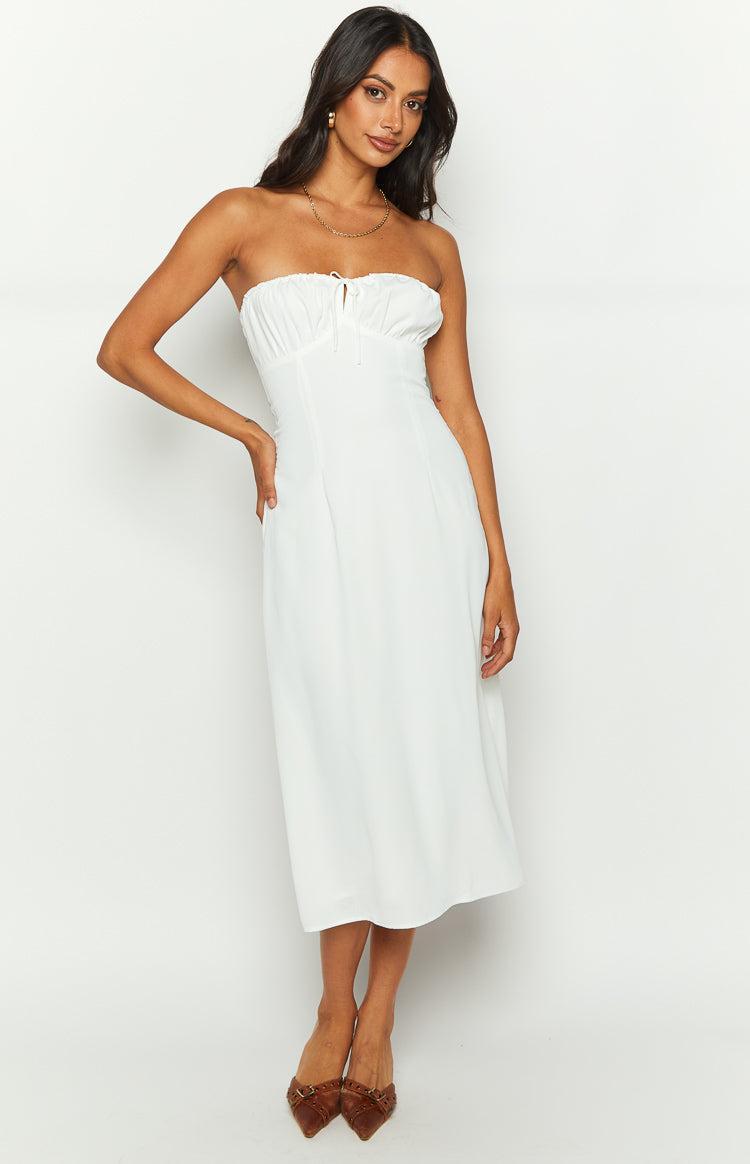 Dion White Strapless Midi Dress Product Image