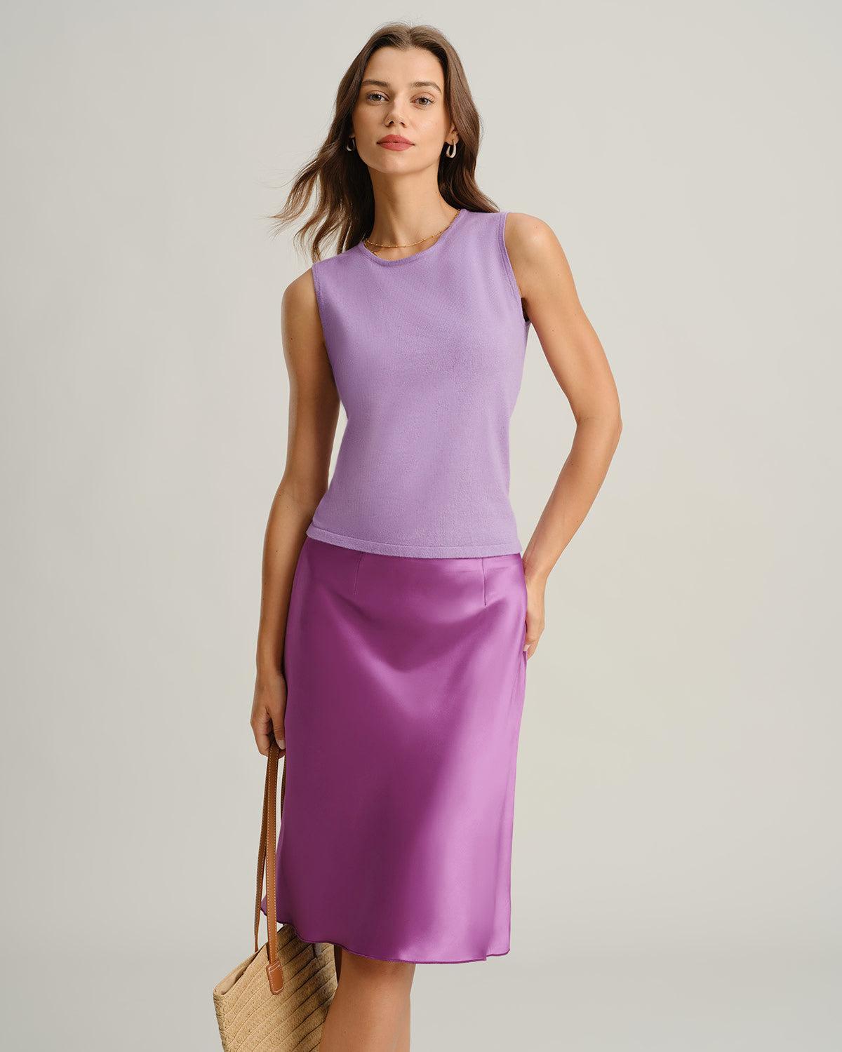 Purple Knee Length Straight Skirt Product Image