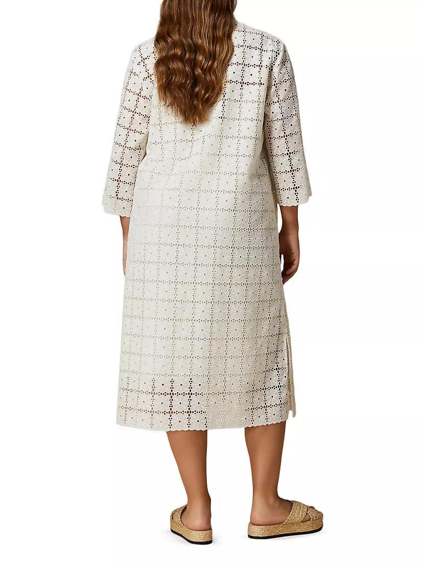 Plus Size Peana Broderie Cotton Midi-Dress Product Image