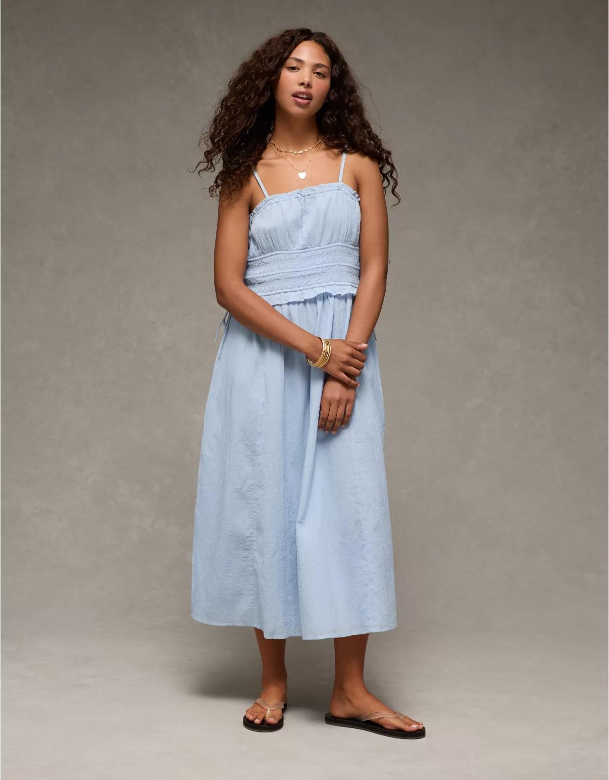 AE Corded Smocking Midi Dress Product Image