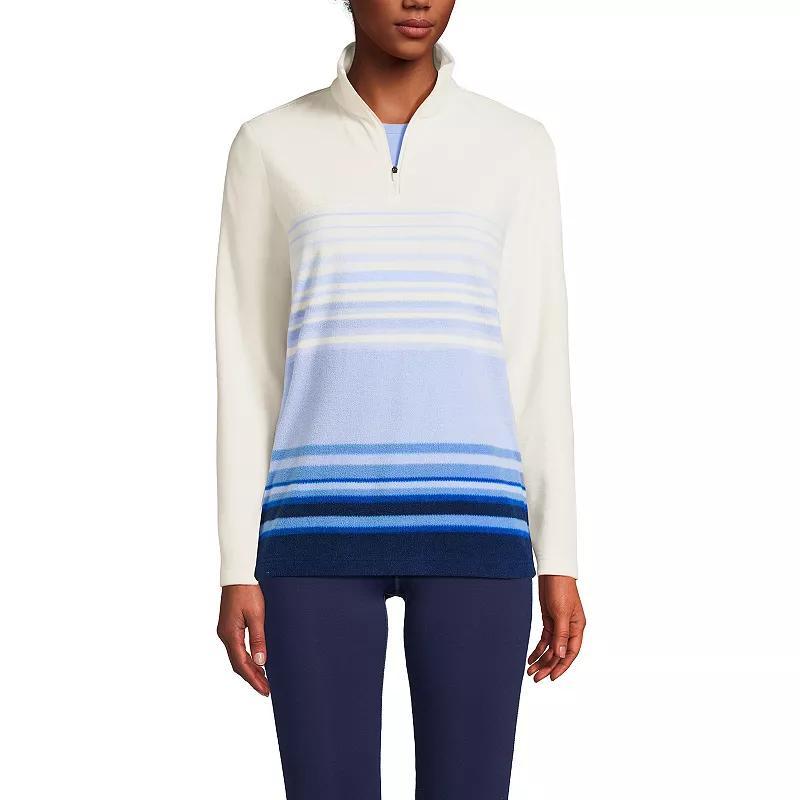 Women's Lands' End Ombre Striped 1/4-Zip Yoke Fleece Pullover, Size: Medium, Cornflower Stripe Product Image